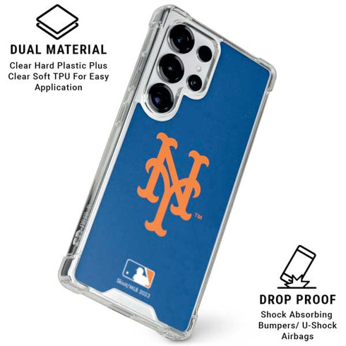 MLB New York Mets - Solid Distressed Galaxy S26 Ultra Clear Case