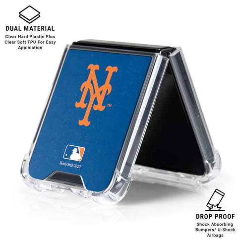 MLB New York Mets - Solid Distressed Galaxy Z Flip6 Clear Case