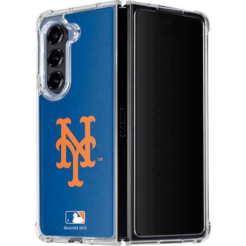 MLB New York Mets - Solid Distressed Galaxy Z Fold5 5G Clear Case
