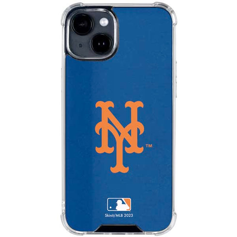 MLB New York Mets - Solid Distressed iPhone 15 Clear Case