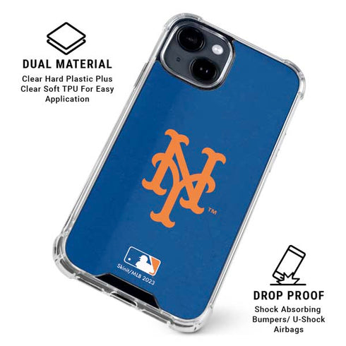 MLB New York Mets - Solid Distressed iPhone 15 Clear Case