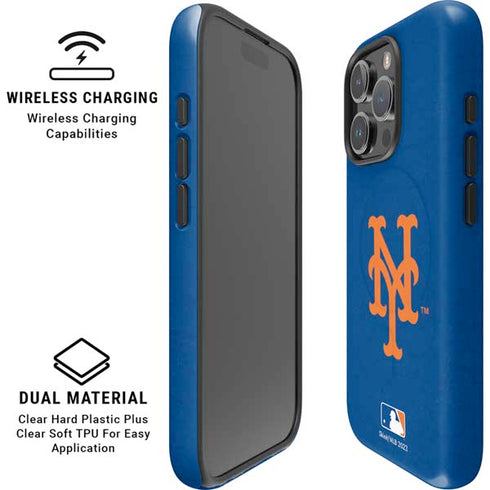 MLB New York Mets - Solid Distressed iPhone 16 Pro Magsafe Impact Case