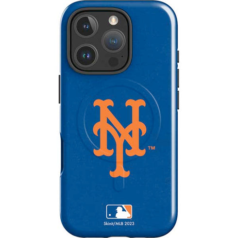 MLB New York Mets - Solid Distressed iPhone 16 Pro Max Magsafe Impact Case