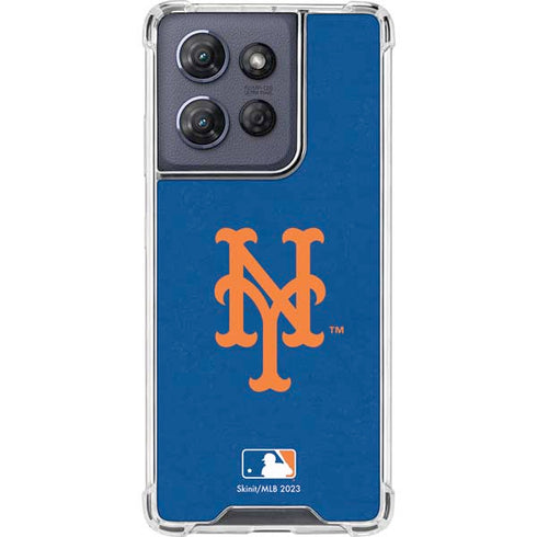 MLB New York Mets - Solid Distressed Moto G 5G (2025) Clear Case