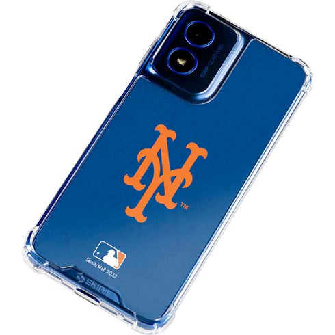 MLB New York Mets - Solid Distressed Moto G 5G (2024) Clear Case