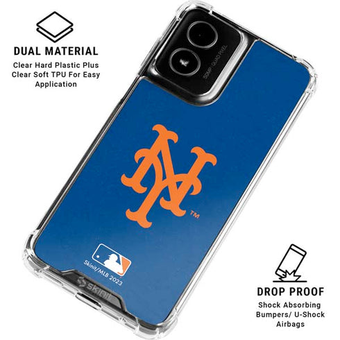 MLB New York Mets - Solid Distressed Moto G Power 5G (2024) Clear Case