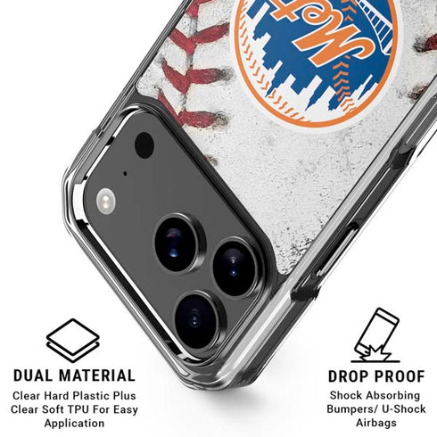 MLB New York Mets Game Ball iPhone 18 Pro Clear Case