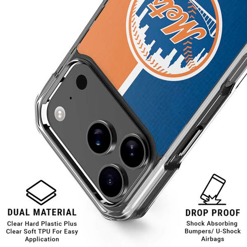 MLB New York Mets Split iPhone 17 Pro Max Clear Case