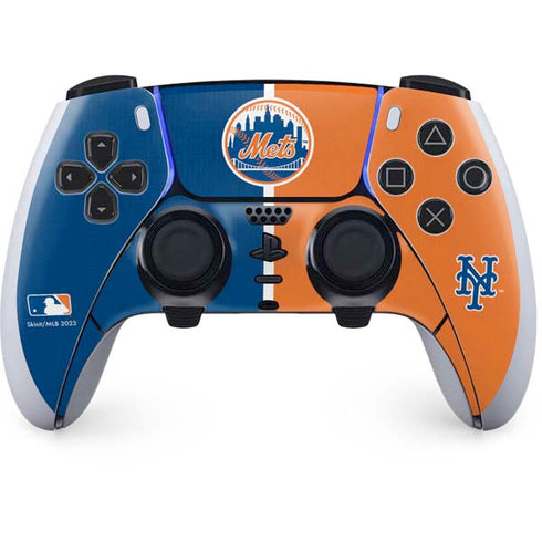 MLB New York Mets Split PS5 DualSense Edge Pro Controller Skin