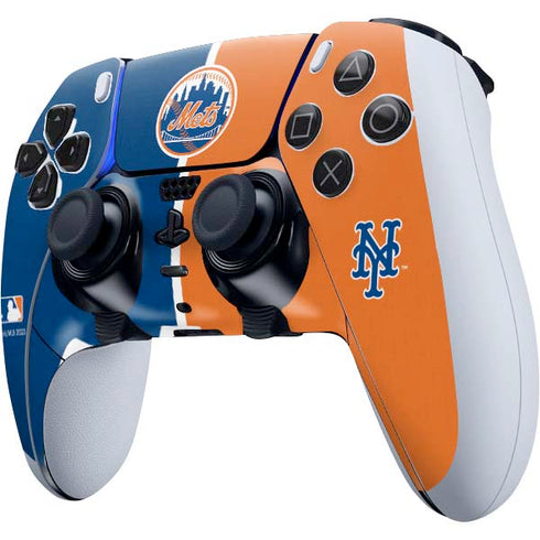 MLB New York Mets Split PS5 DualSense Edge Pro Controller Skin