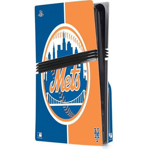 MLB New York Mets Split PS5 Pro Disk Console Skin