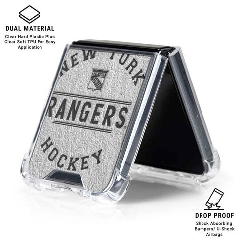 NHL New York Rangers Black Text Galaxy Z Flip6 Clear Case