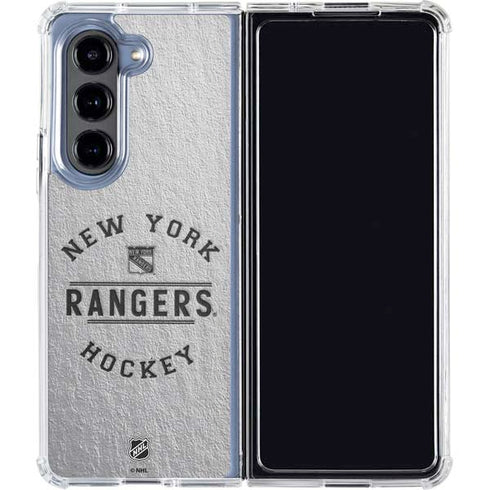 NHL New York Rangers Black Text Galaxy Z Fold5 5G Clear Case