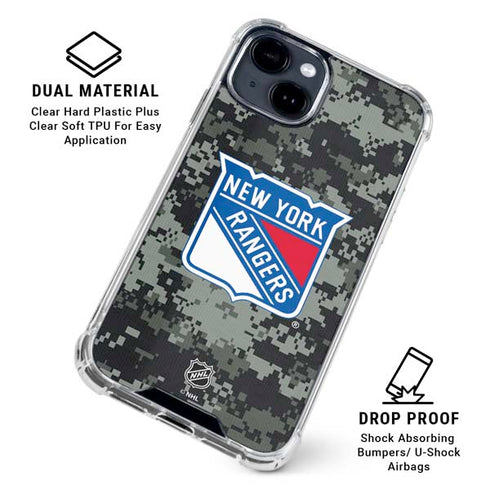 NHL New York Rangers Camo iPhone 15 Clear Case