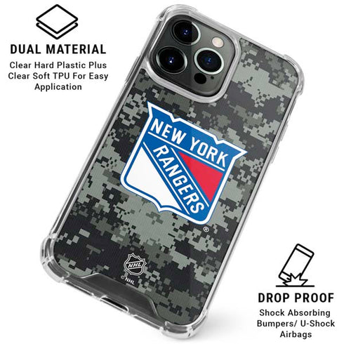 NHL New York Rangers Camo iPhone 16 Pro Max Clear Case