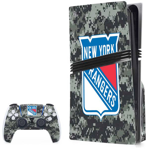 NHL New York Rangers Camo PS5 Pro Disk Bundle Skin