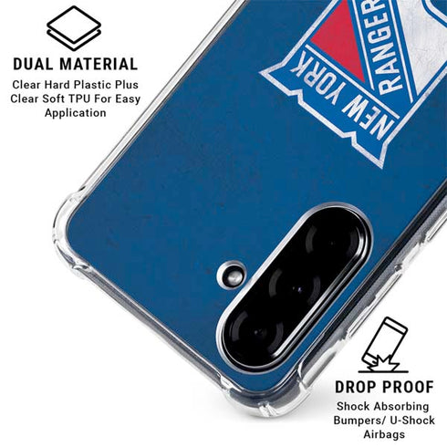 NHL New York Rangers Distressed Galaxy A36 5G Clear Case