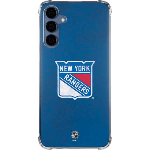 NHL New York Rangers Distressed Galaxy A55 5G Clear Case