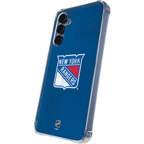 NHL New York Rangers Distressed Galaxy A55 5G Clear Case