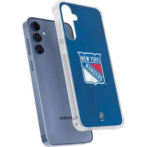 NHL New York Rangers Distressed Galaxy A55 5G Clear Case