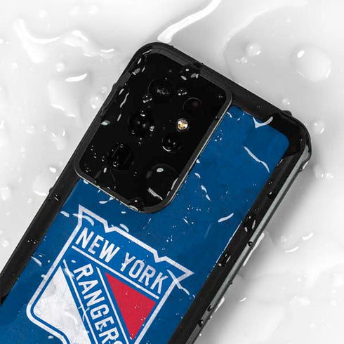 NHL New York Rangers Distressed Galaxy S24 Ultra Waterproof Case