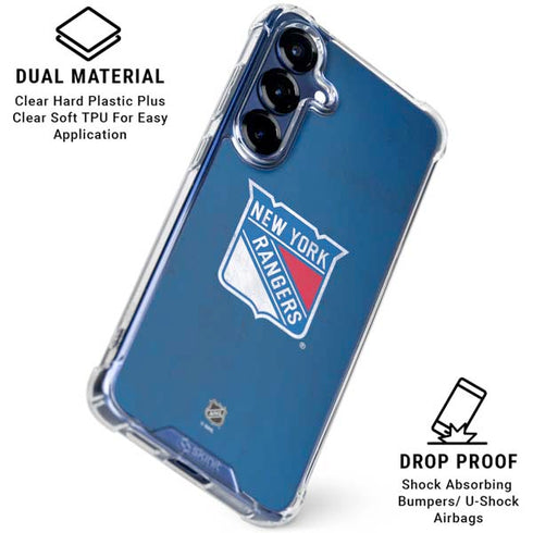 NHL New York Rangers Distressed Galaxy S25 Plus Clear Case