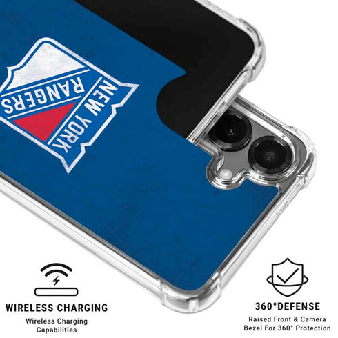 NHL New York Rangers Distressed Galaxy S26 Plus Clear Case