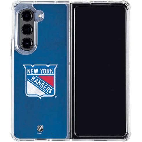 NHL New York Rangers Distressed Galaxy Z Fold5 5G Clear Case
