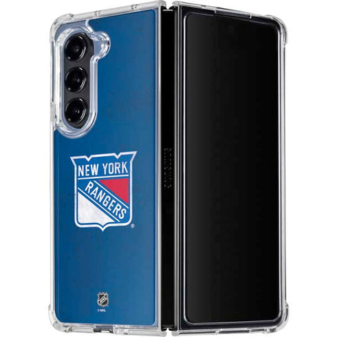 NHL New York Rangers Distressed Galaxy Z Fold5 5G Clear Case