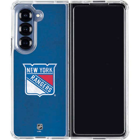 NHL New York Rangers Distressed Galaxy Z Fold7 Clear Case