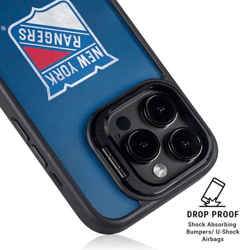 NHL New York Rangers Distressed iPhone 15 Pro Max Kickstand Case