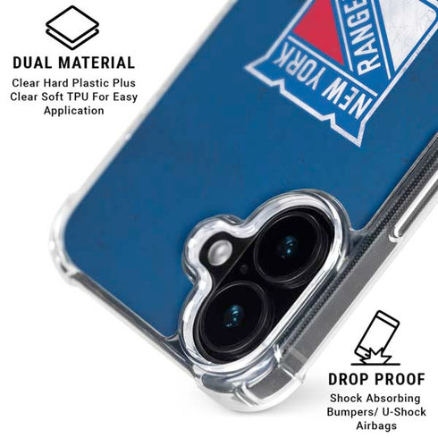 NHL New York Rangers Distressed iPhone 16 Plus Clear Case