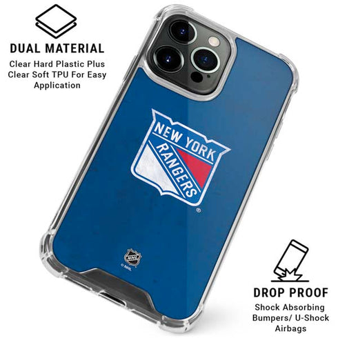 NHL New York Rangers Distressed iPhone 16 Pro Max Clear Case