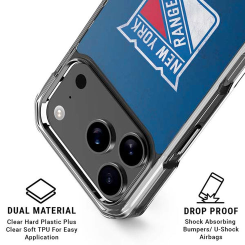 NHL New York Rangers Distressed iPhone 17 Pro Clear Case