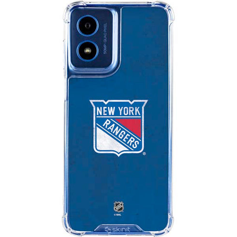 NHL New York Rangers Distressed Moto G 5G (2024) Clear Case