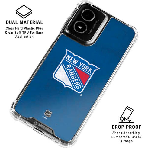 NHL New York Rangers Distressed Moto G Power 5G (2024) Clear Case
