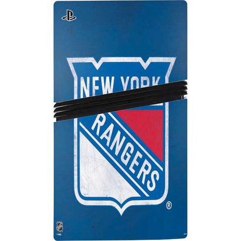 NHL New York Rangers Distressed PS5 Pro Disk Bundle Skin