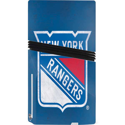 NHL New York Rangers Distressed PS5 Pro Disk Bundle Skin