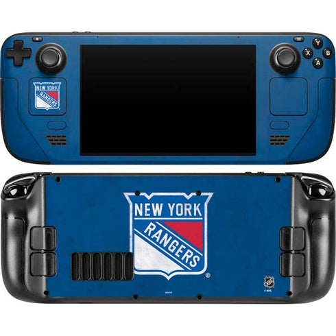 NHL New York Rangers Distressed Steam Deck Handheld Gaming Computer OLED Skin
