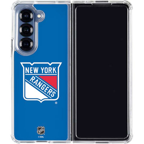 NHL New York Rangers Solid Background Galaxy Z Fold6 Clear Case