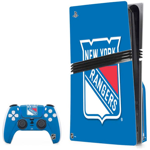 NHL New York Rangers Solid Background PS5 Pro Disk Bundle Skin