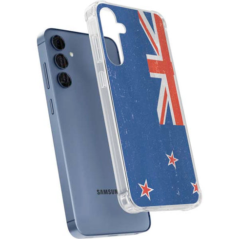 New Zealand Flag Distressed Galaxy A35 5G Clear Case