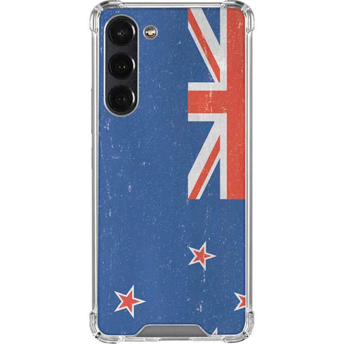 New Zealand Flag Distressed Galaxy S24 FE Clear Case