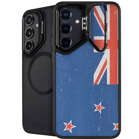 New Zealand Flag Distressed Galaxy S25 Kickstand Case