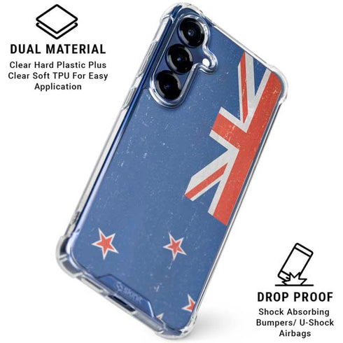 New Zealand Flag Distressed Galaxy S25 Clear Case