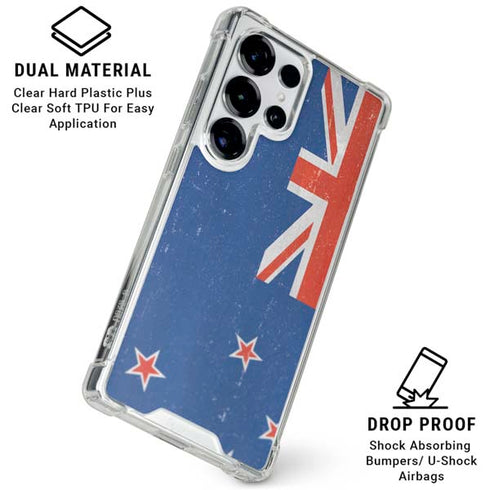 New Zealand Flag Distressed Galaxy S25 Ultra Clear Case