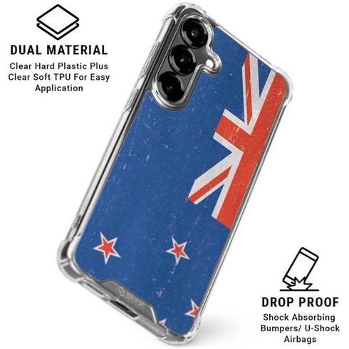 New Zealand Flag Distressed Galaxy S26 Clear Case