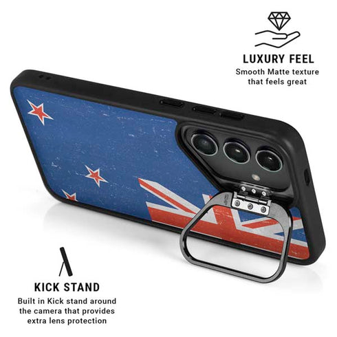 New Zealand Flag Distressed Galaxy S26 Plus Kickstand Case