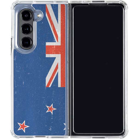New Zealand Flag Distressed Galaxy Z Fold5 5G Clear Case