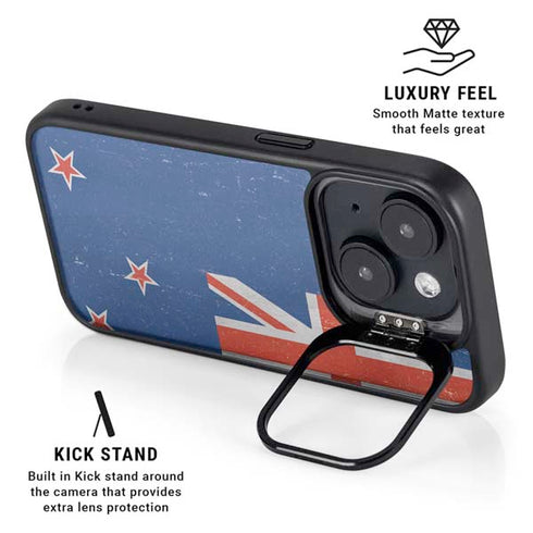 New Zealand Flag Distressed iPhone 14 Plus Kickstand Case